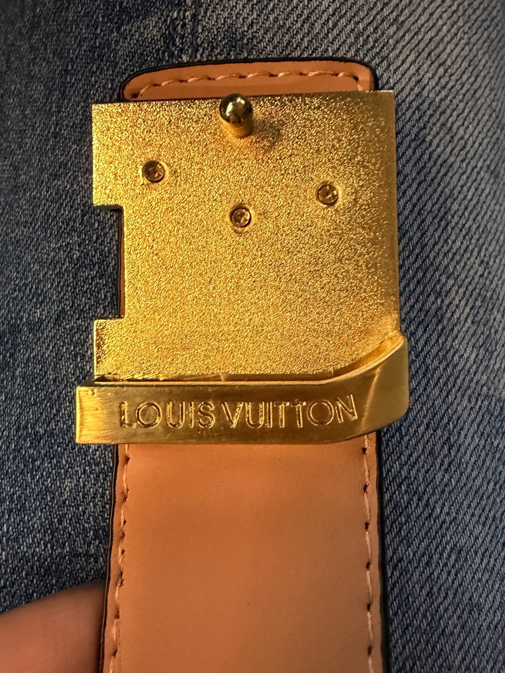 Louis Vuitton Monogram Canvas Belt with Gold LV Buckle - Picture 3 of 5